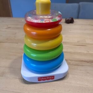 Fisher-Price Rainbow Stack Rings Toy - Red Orange Yellow Green Blue White